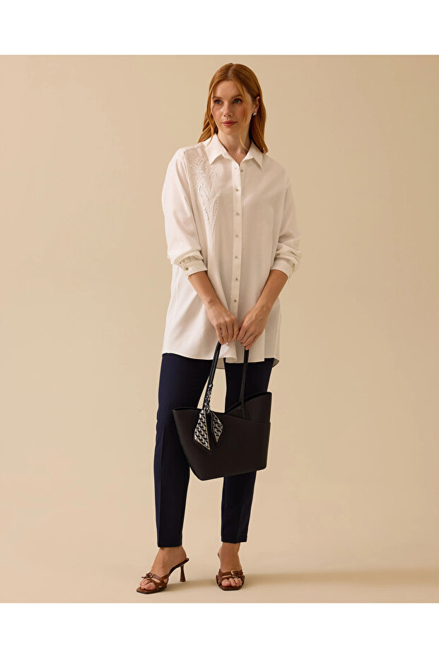 Nakış İşlemeli Rahat Kesim Tunik - 1