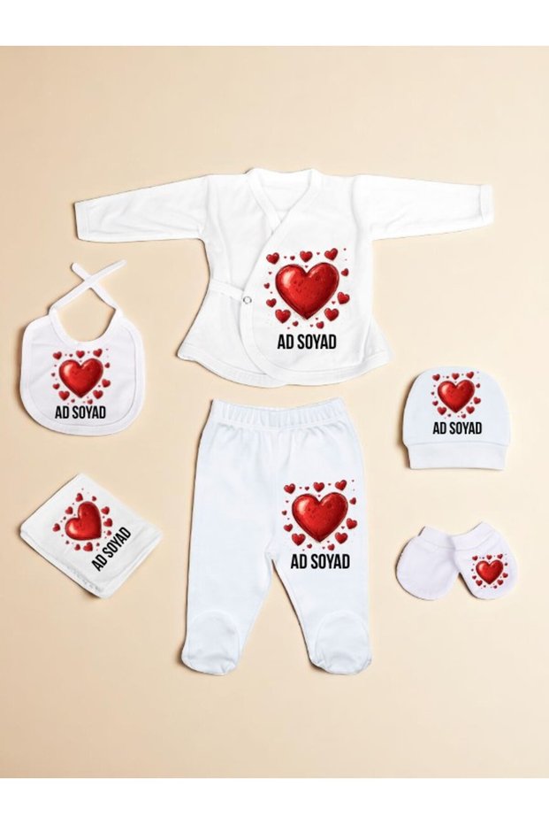 Hearts Printed Baby Hospital Discharge Set Newborn Baby Gift Gift for Baby