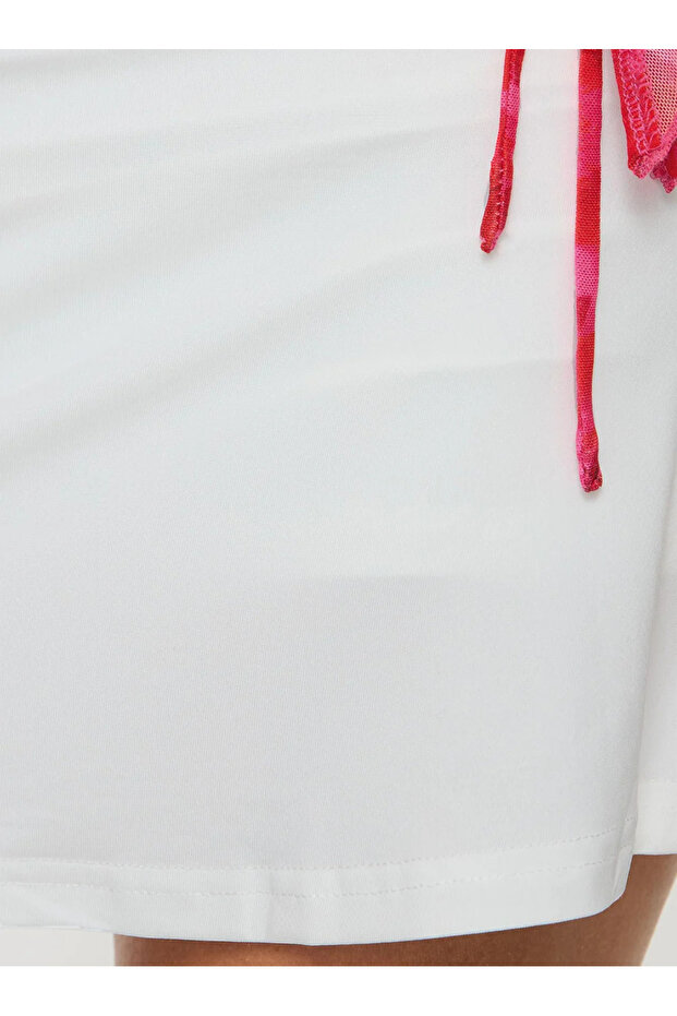 İç Şortlu Beyaz Mini Etek - 4