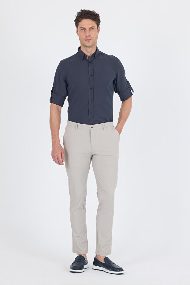 Stone Side Pocket Casual Slim Fit Trousers 1003250164