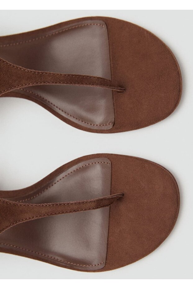 Süet deri topuklu sandalet - 4