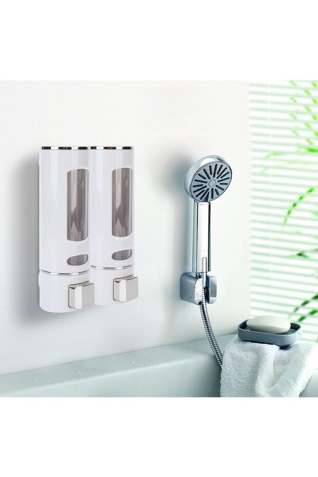 2 ADET 400 ML Duş Şampuan Dispenseri,Doldurulabilir Şampuan ve Saç Kremi Şişeleri Banyo Mutfak Otel - 3