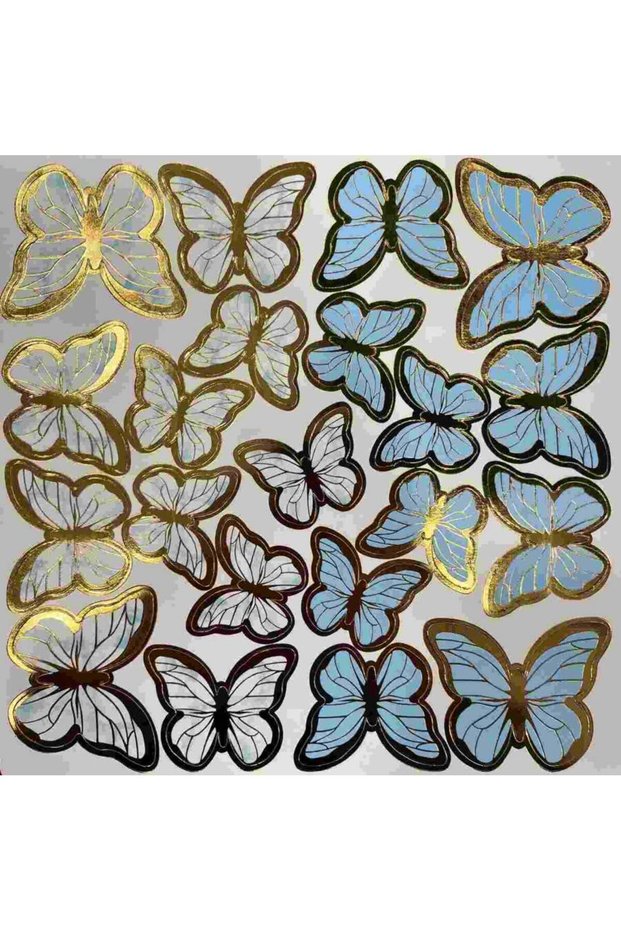 Blue Butterfly Ornament, Butterfly Ornament on Cake, Balloon Decoration Decorative Butterfly Laser Cut 21 Pcs