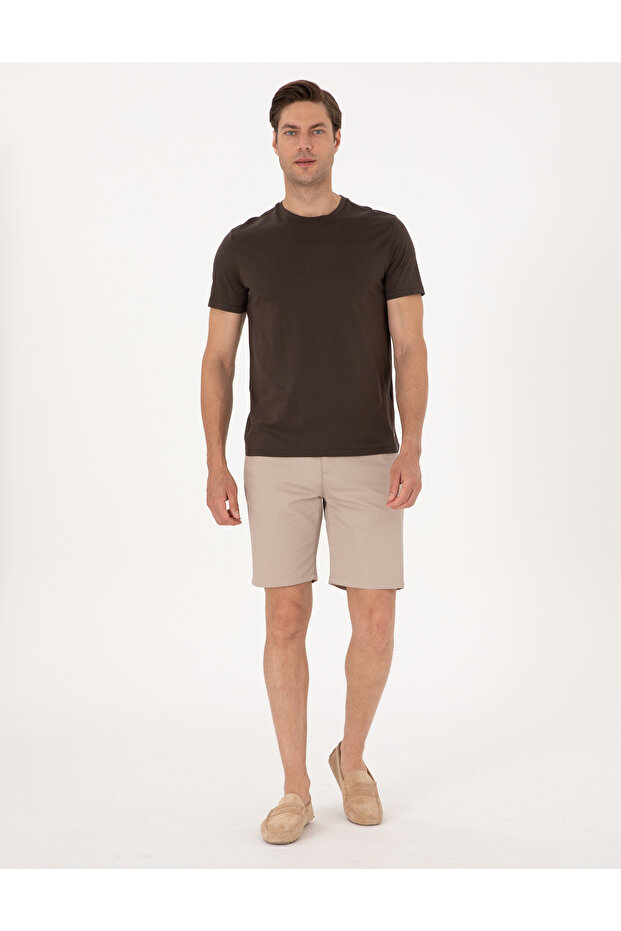 Beige Slim Fit Woven Shorts 50308132-Vr011