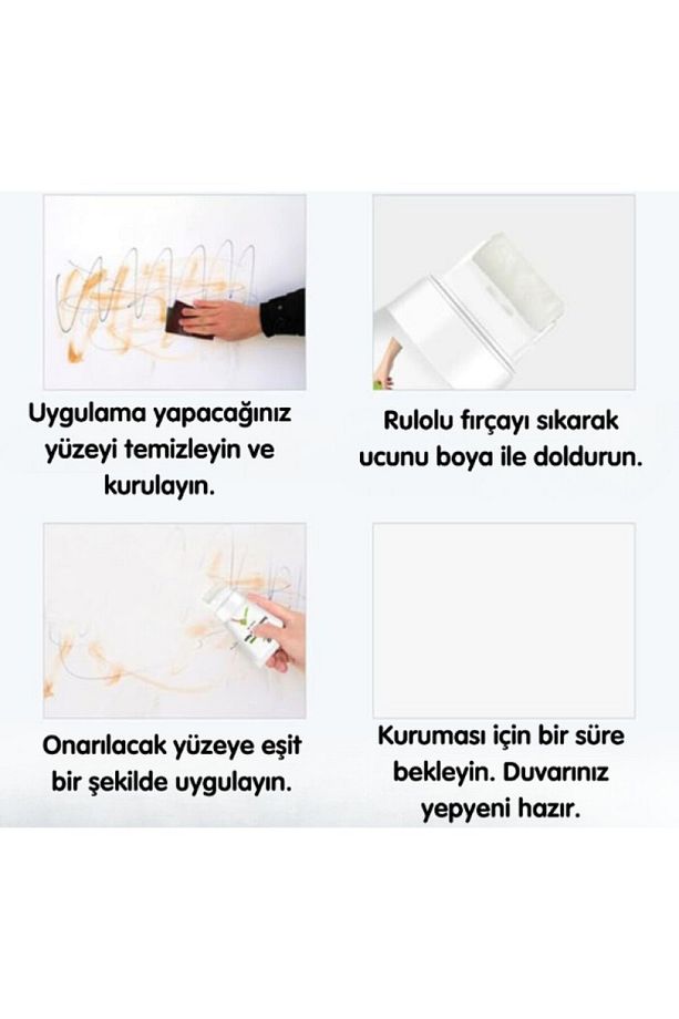 Duvar Tamir Rötuş Boyası Pratik Su Bazlı Rulo Başlıklı Duvar Leke Çizik Çatlak Giderme Boyası - 3