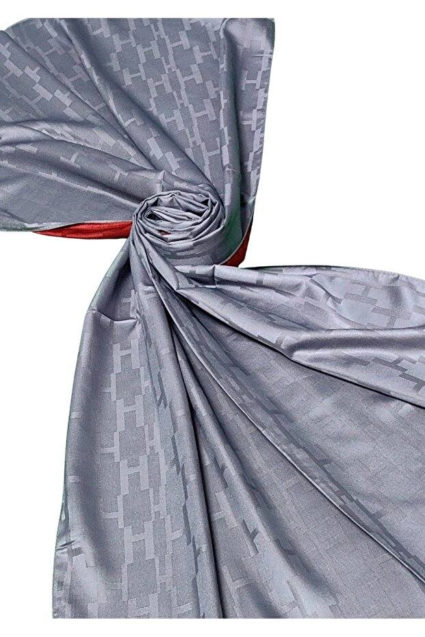 شال ليلى جاكار مزدوج الجوانب منقوش حريري بنمط H - 75x190 سم
