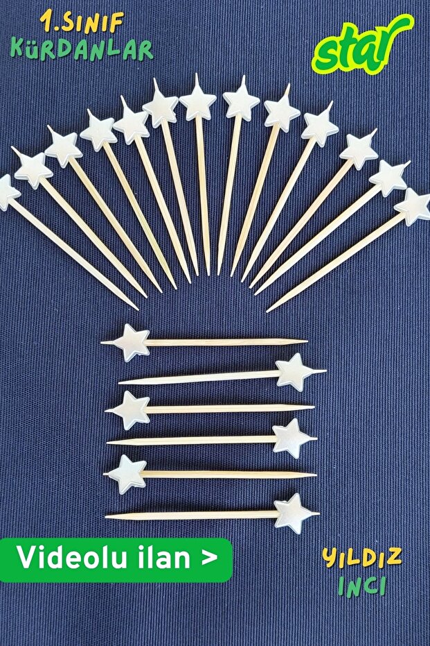 100Pcs Decorative Star Toothpicks - Birthday Celebration Ornament Bead Pearl Cake Toothpick
