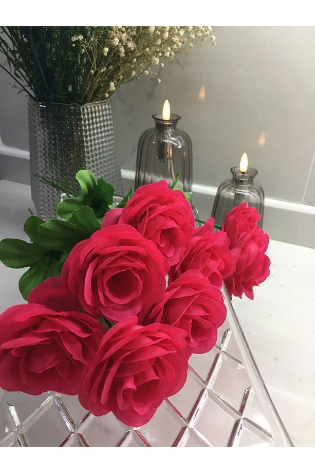 Yapay Çiçek 7 Adet Ve 1 Adet Hediye Dal Çiçeği Gül # Şakayık # Krizantem #karanfıl -kasımpatı- - 2
