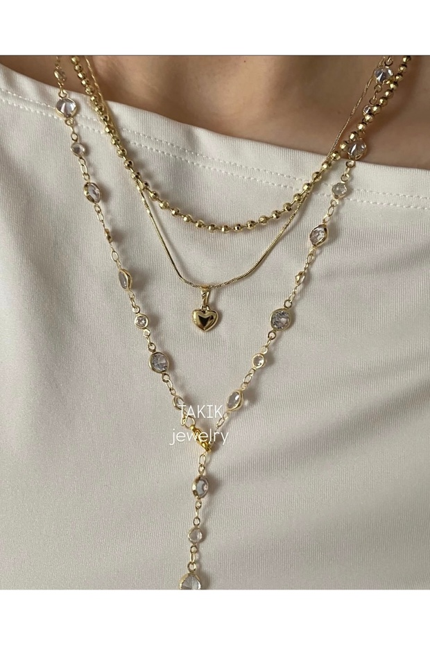 Y Necklace Zircon Stone Gold Color Long Y Necklace