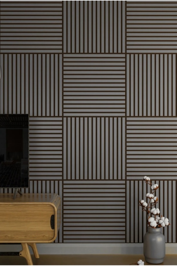 Mini Eko Akustik Ahşap Panel Antrasit Gri - 60x60cm - 2