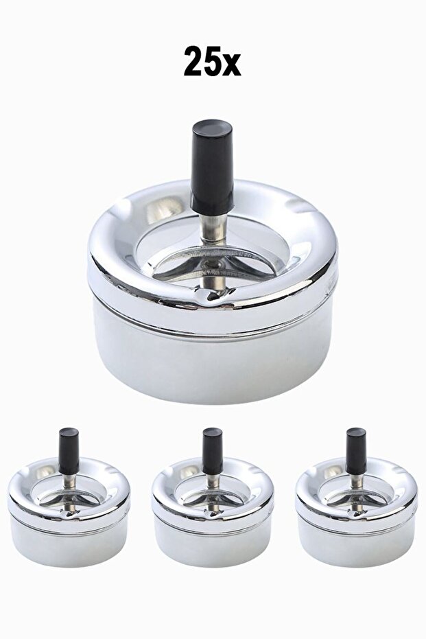 25 Pieces Steel 9 cm Push-On Cafe Restaurant Diner Round Ash Tray Ashtray Mt175By-25