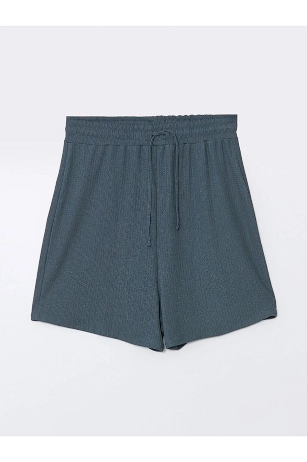 LCWAIKIKI Basic Gri Kadın Beli Lastikli Düz Şort - 4