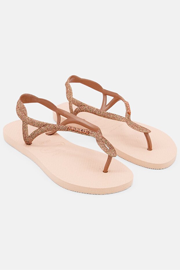Women Style 2 Sling Back Brand Logo Sandals, Peach
