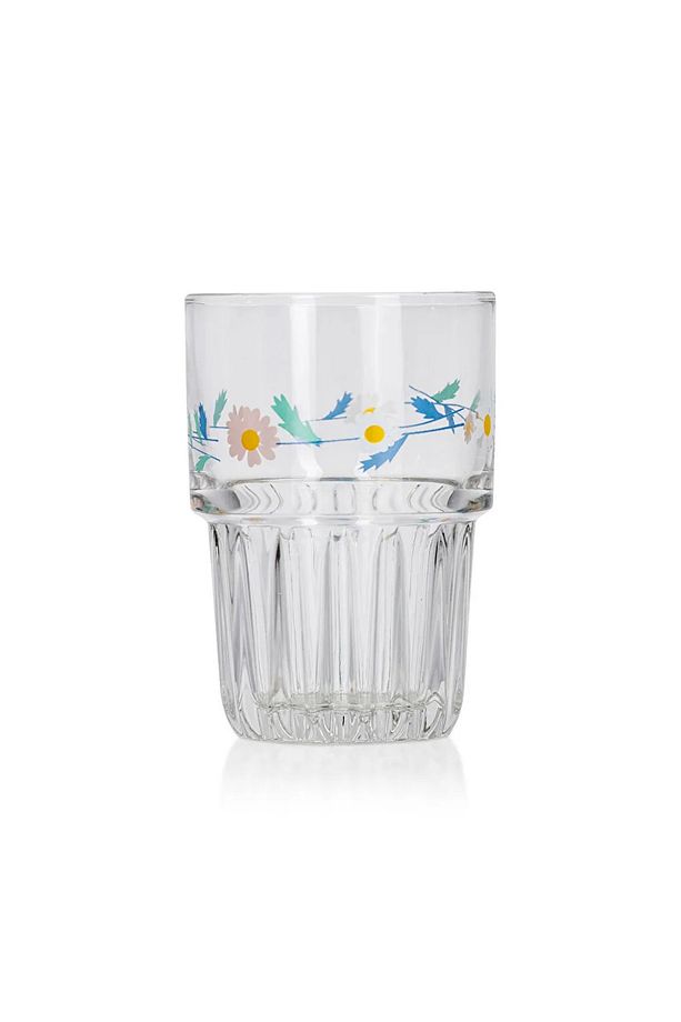 LCW HOME Renksiz Çiçek Baskılı Cam Bardak Seti 4'lü 380 ml - 5