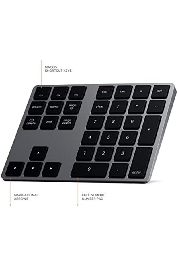 Bluetooth Extended Numeric Keypad - Slim Rechargeable 34-Key Numberpad for M2/M1 MacBook Pro - 8