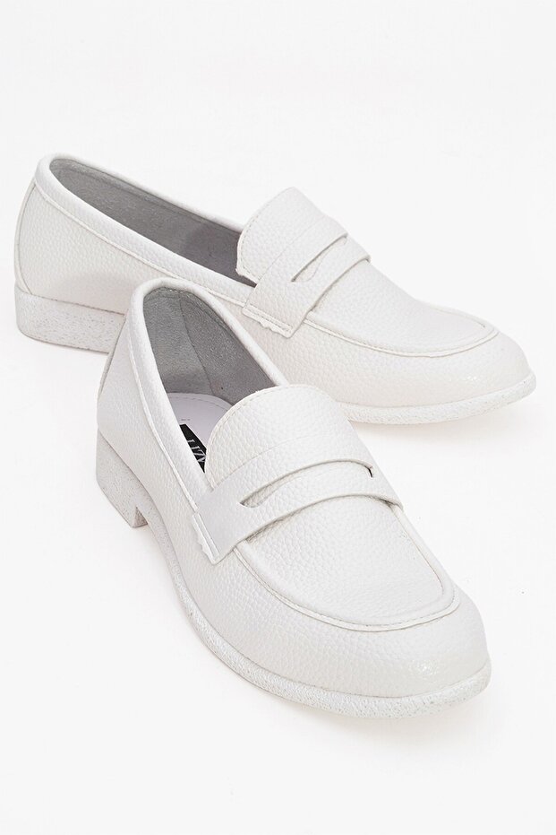 White - Women's Loafer Shoes Flat Sole