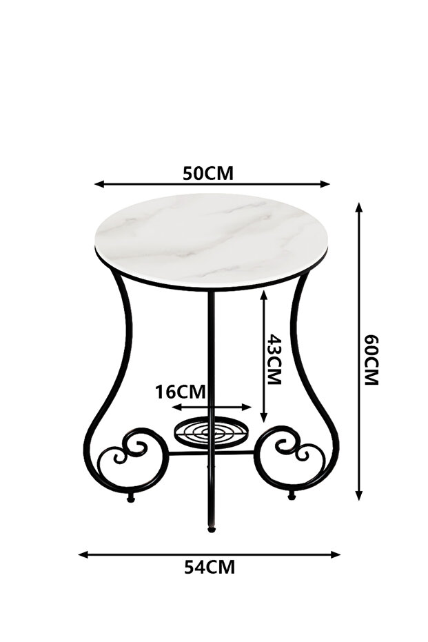 Side Table, Round Side Table, Rock Slab Table With Metal Frame, Coffee Table, Bedside Table - 7