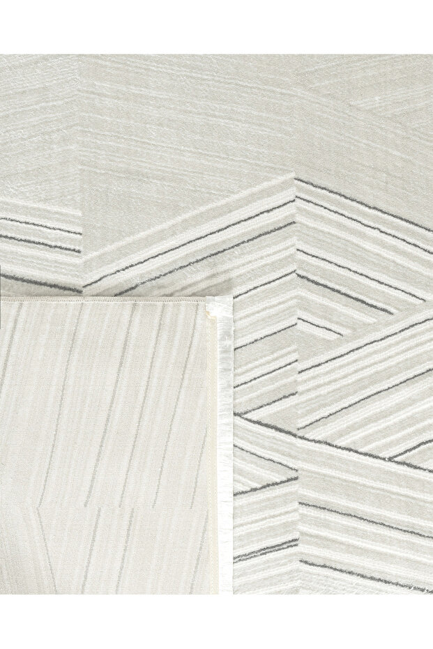 Annot Halı - Beyaz/Gri - 80x150 cm - 7