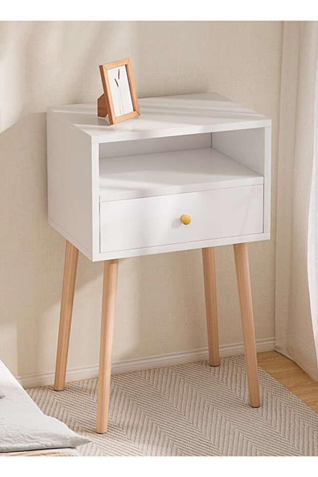 Small Bedside Table Bedside Organizer with Single Drawer Storage for Bedroom, Dorm and Small Spaces
