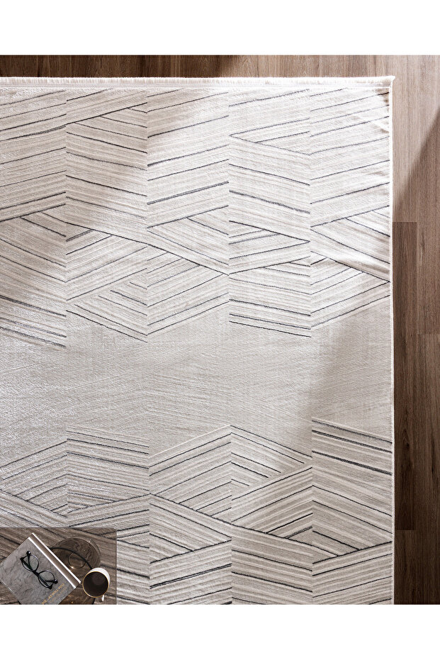 Annot Halı - Beyaz/Gri - 80x150 cm - 1