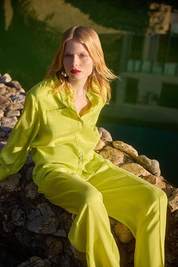 Lyocell Karışımlı Gömlek Limon - 1