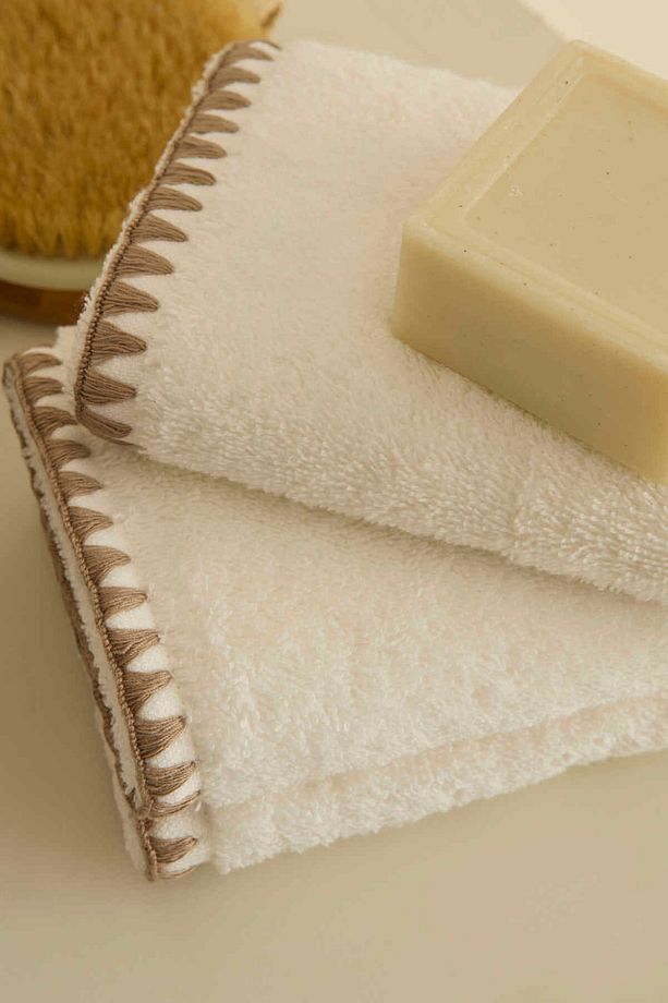 Pure 3'lü Midye Dikişli El Havlusu Bej - 3