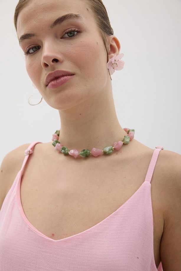 Askı Ayarlı Oversize Müslin Elbise PEMBE - 3