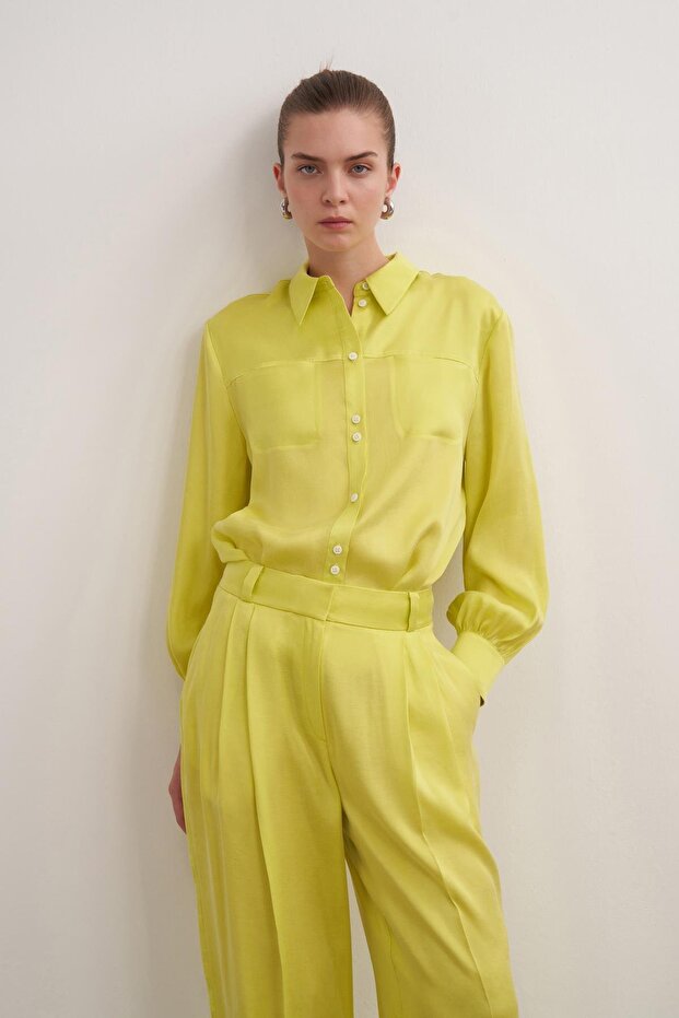 Lyocell Karışımlı Gömlek Limon - 3