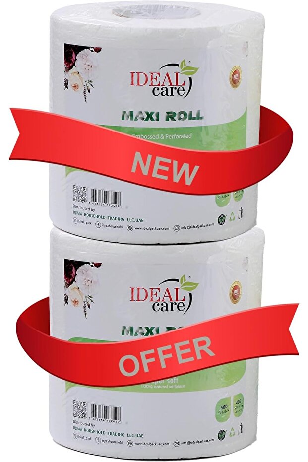 Maxi Roll Tissue 2-Pack – Jumbo Paper Towel Roll Combo, 2-Ply Highly Absorbent Kitchen Tissue Roll