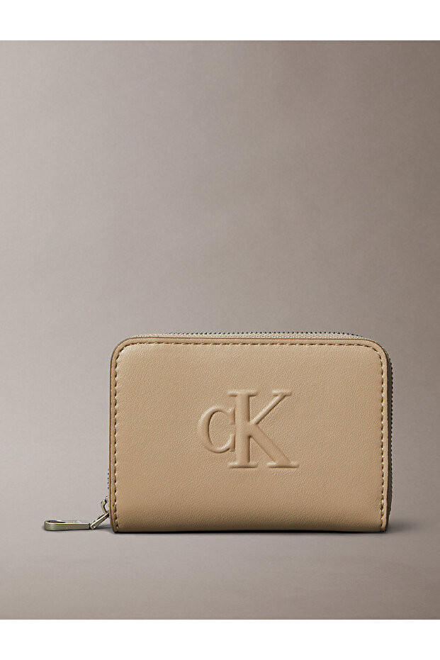 Kadın Bej Fermuarlı Cüzdan - 1