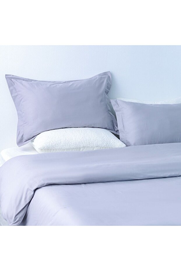 Bliss 3 Pc Cotton King Duvet Cover Set-Grey-220x230 cm, 50x75 cm | 100% Cotton-144 Thread Count