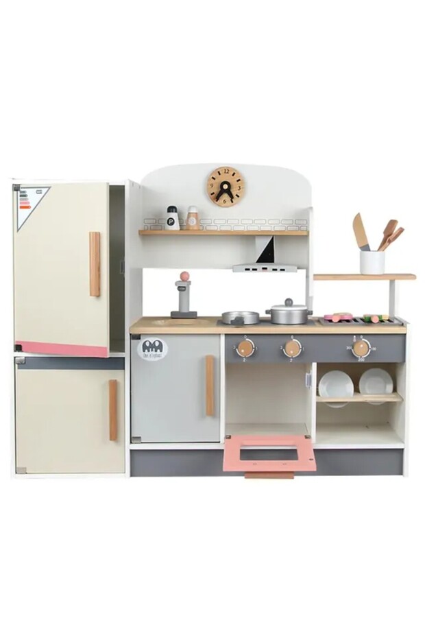 Kids Wooden Kitchen Toy Set – Pretend Play Cooking Station With Accessories