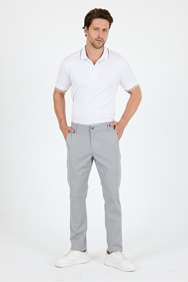 Men's Slim Fit Chino Trousers – 98% Cotton 2% Elastane Comfortable Stylish Daily Flexible Fabric Trousers 1012