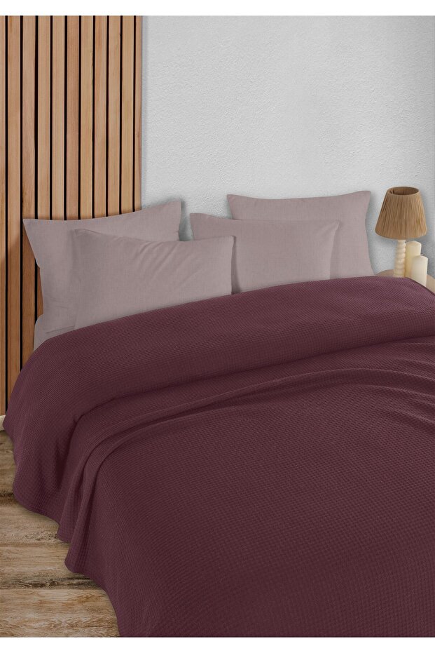 Adaline Dark Claret Red Single Pique Set 160 X 230 cm