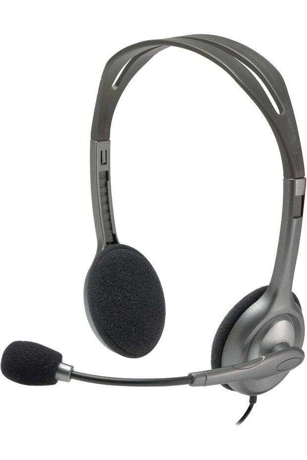 H111 Wired Headset, Stereo Headphones With Noise Cancelling Microphone, 3.5 mm Audio Jack,