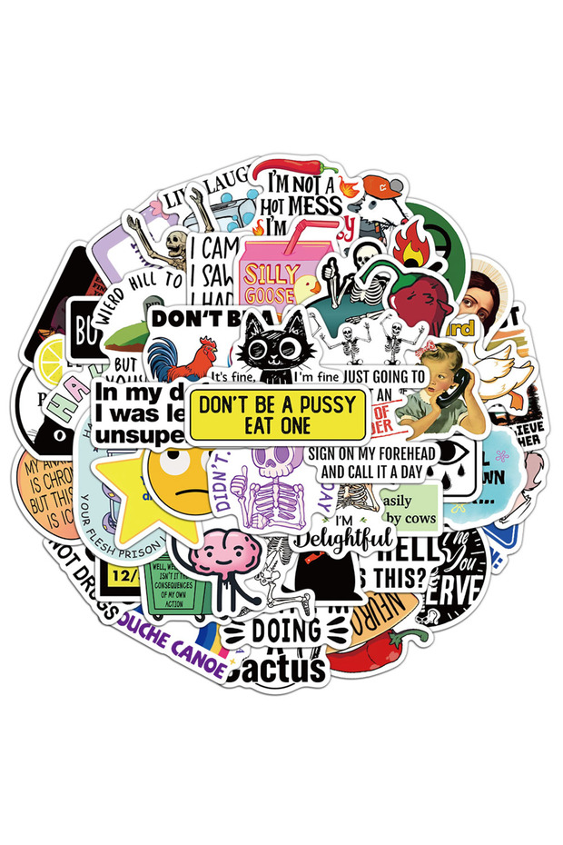 50PCS 50PCS Snarky MEME Stickers Exquisite English Short Sentence Account Materials Phone Cases Lapt
