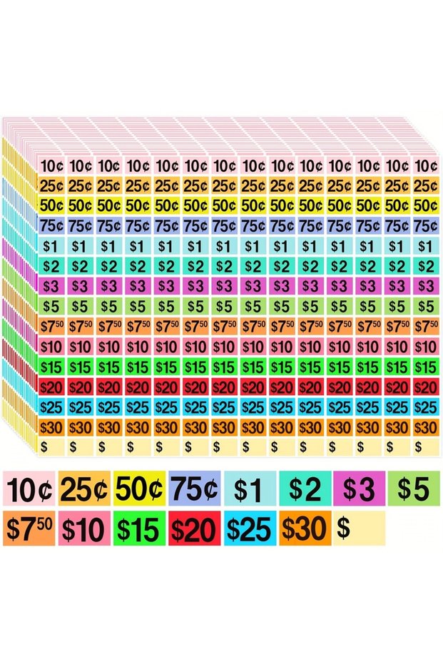 MULTI 2100 Pcs Garage Sale Stickers, Yard Sale Price Stickers Price Tags Stickers Rectangle Preprint