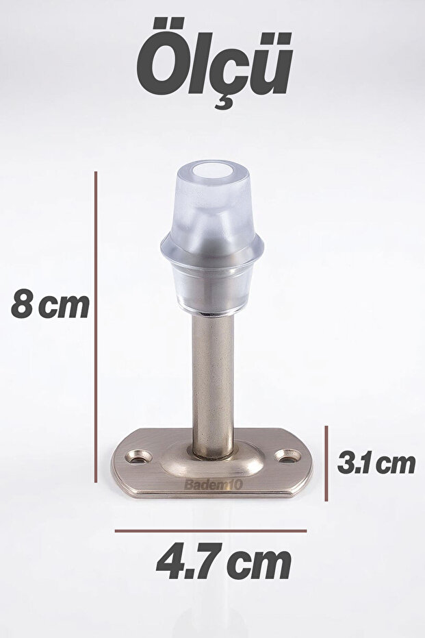 (METAL) Kapı Stoperi 5 Adet Tamponu Gümüş Krom 8 Cm Kapı Durdurucu Tutucu Kapı Altı Üstü Kolu Stopu - 4