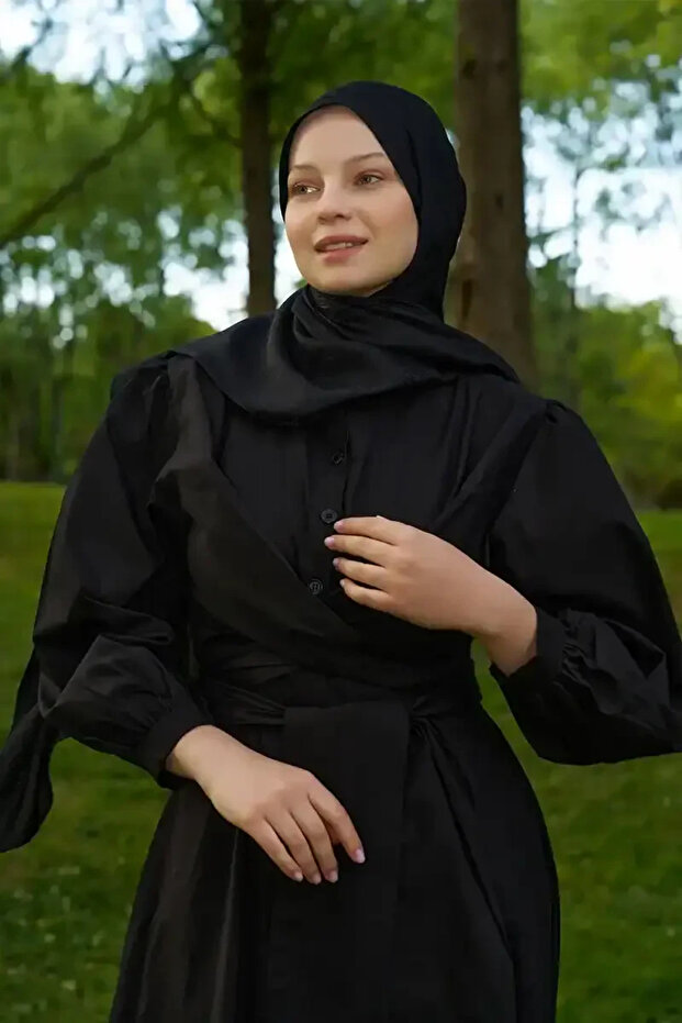 شال جاكار بنمط دانتيل أنيق - أسود