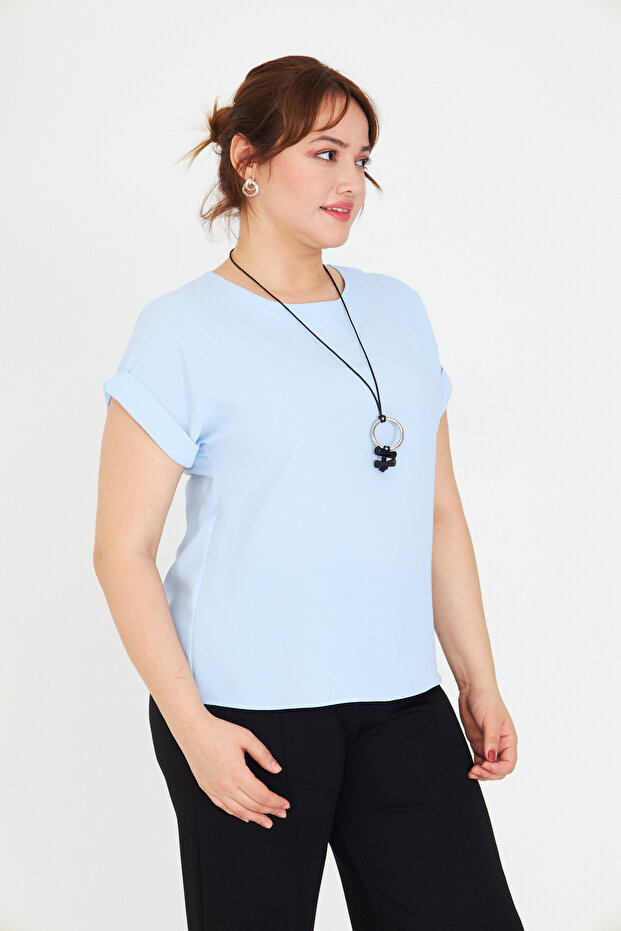 Kadın Modern Kolyeli Basic Bluz | Minimal ve Zarif Stil - 2