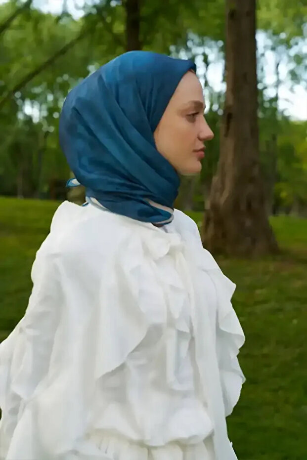 Rustic Batik Pattern Scarf - Blue - 1