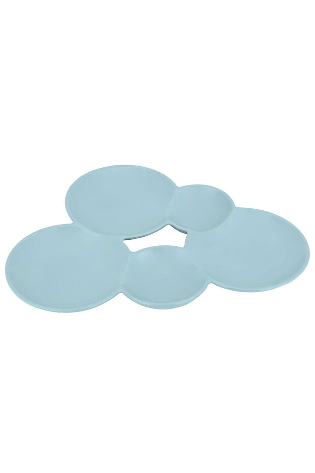 Ceramic Serving Plate Alsaif Gallery, Round, Divided with 5 Compartments - Green