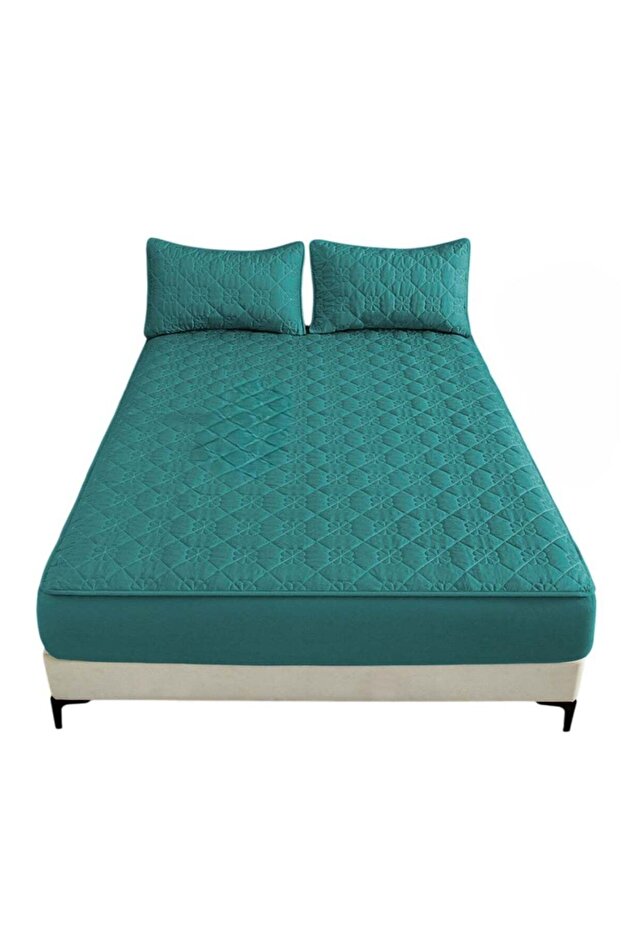 Waterproof Fitted Bedding Topper Set 180 x 200 cm Green
