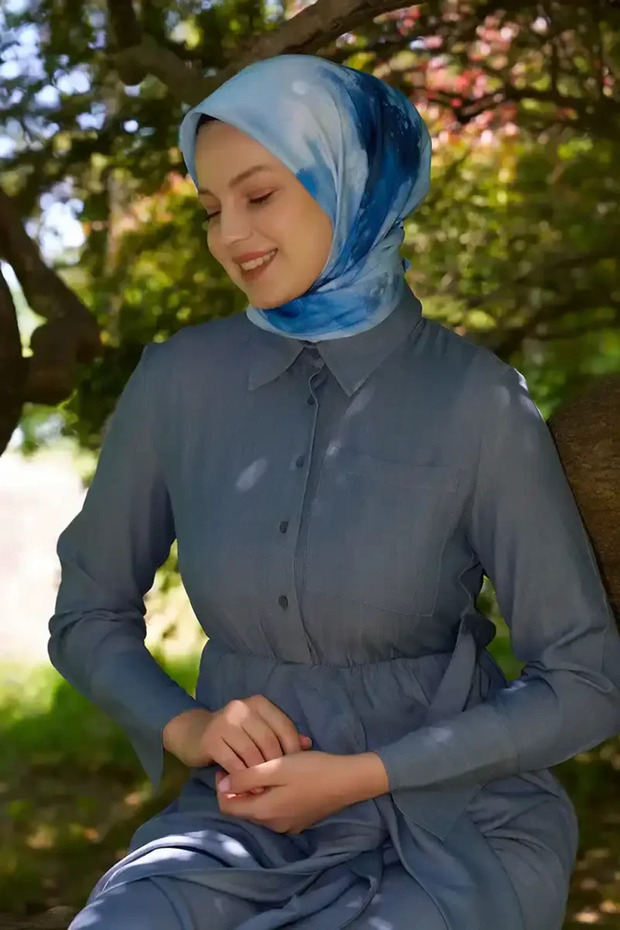 Eșarfă Rustic Rosie Pattern - Albastru - 3