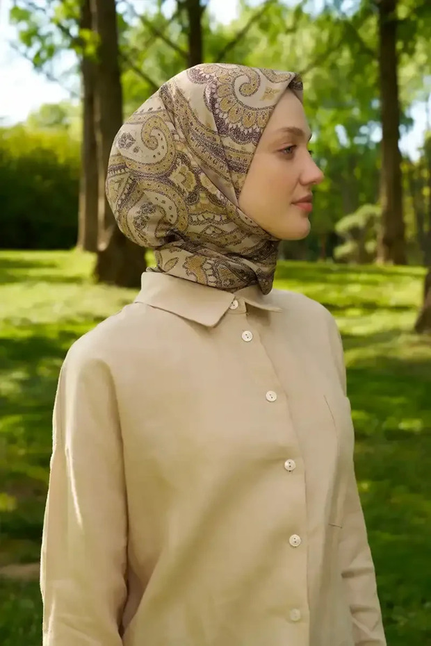 Eșarfă Rustică Mistral Pattern - Verde Ulei - 3