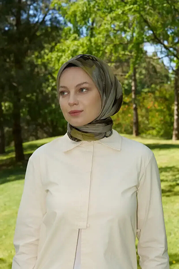 Eșarfă Rustic Rosie Pattern - Kaki - 2