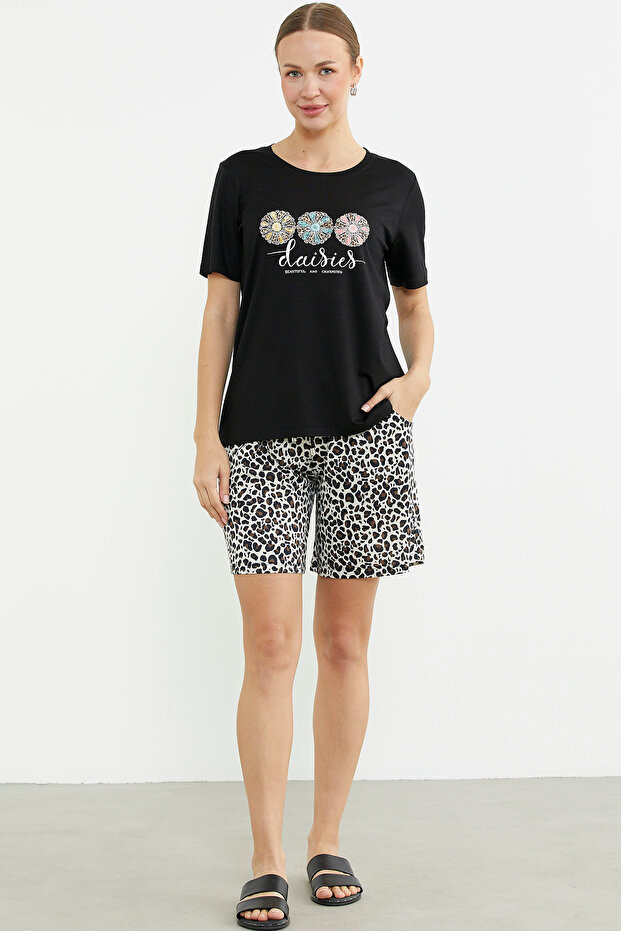 Σορτς Leopard Combination - Μαύρο - 1