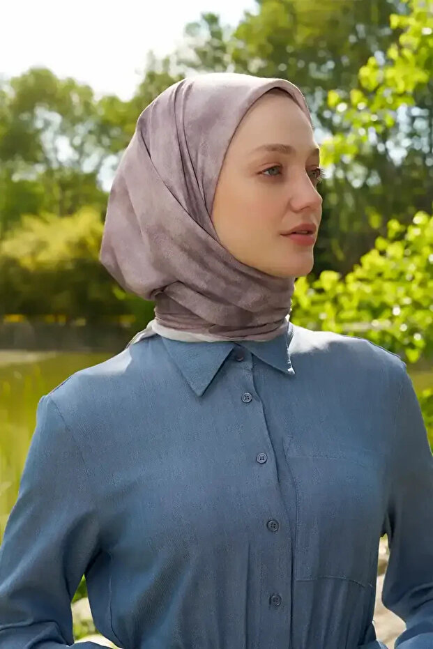 Rustic Batik Pattern Scarf - Mink - 1