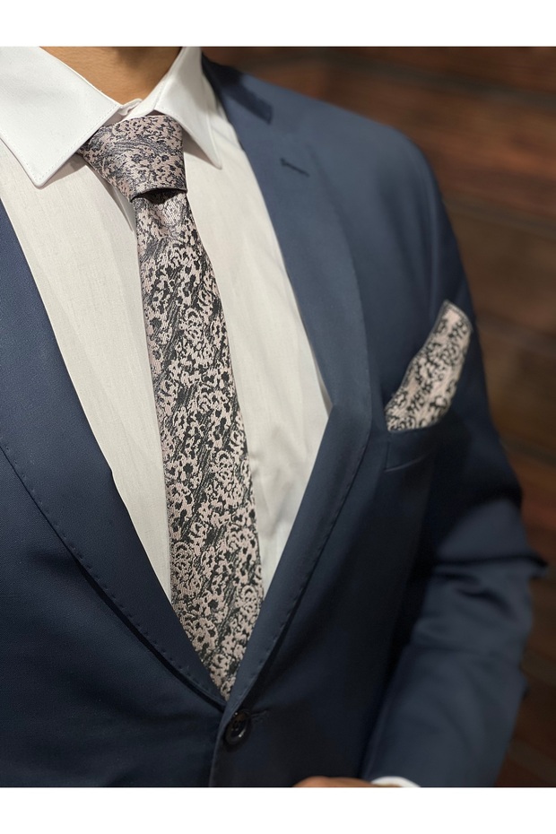 ERKEK PUDRA MENDİLLİ KRAVAT - 3