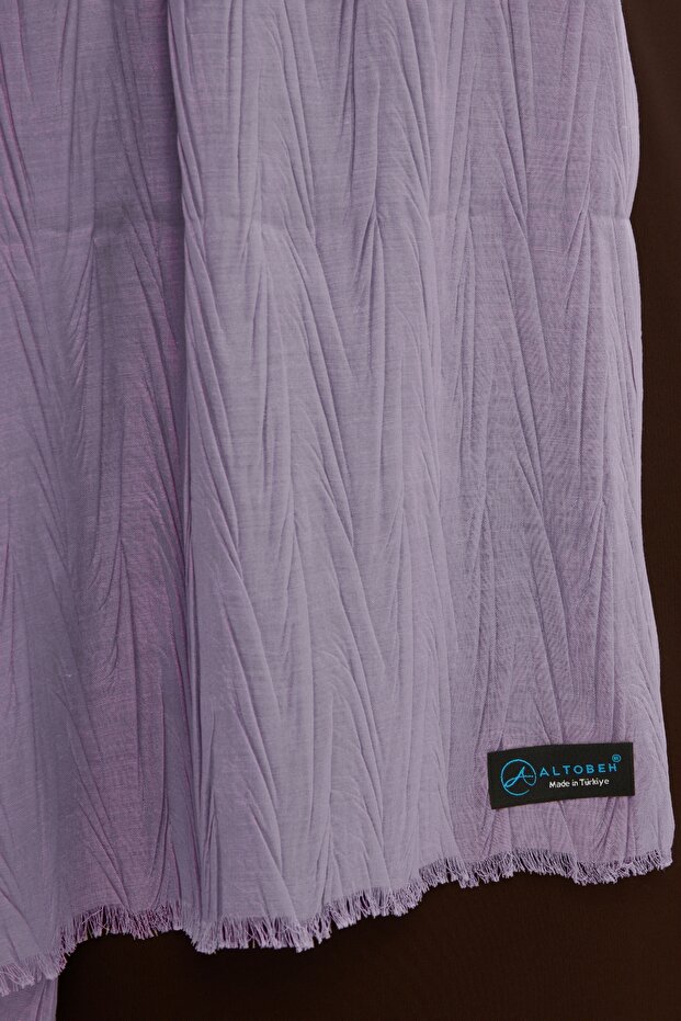 Pliseli Bambu Şal - Lila - 6